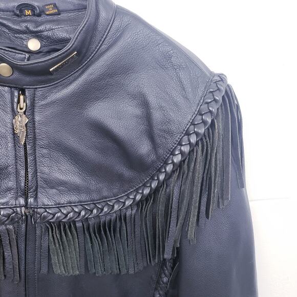 Harley Davidson Willie G Vintage Fringe Leather Motorcycle Biker Women's Jacket - Picture 7 of 16